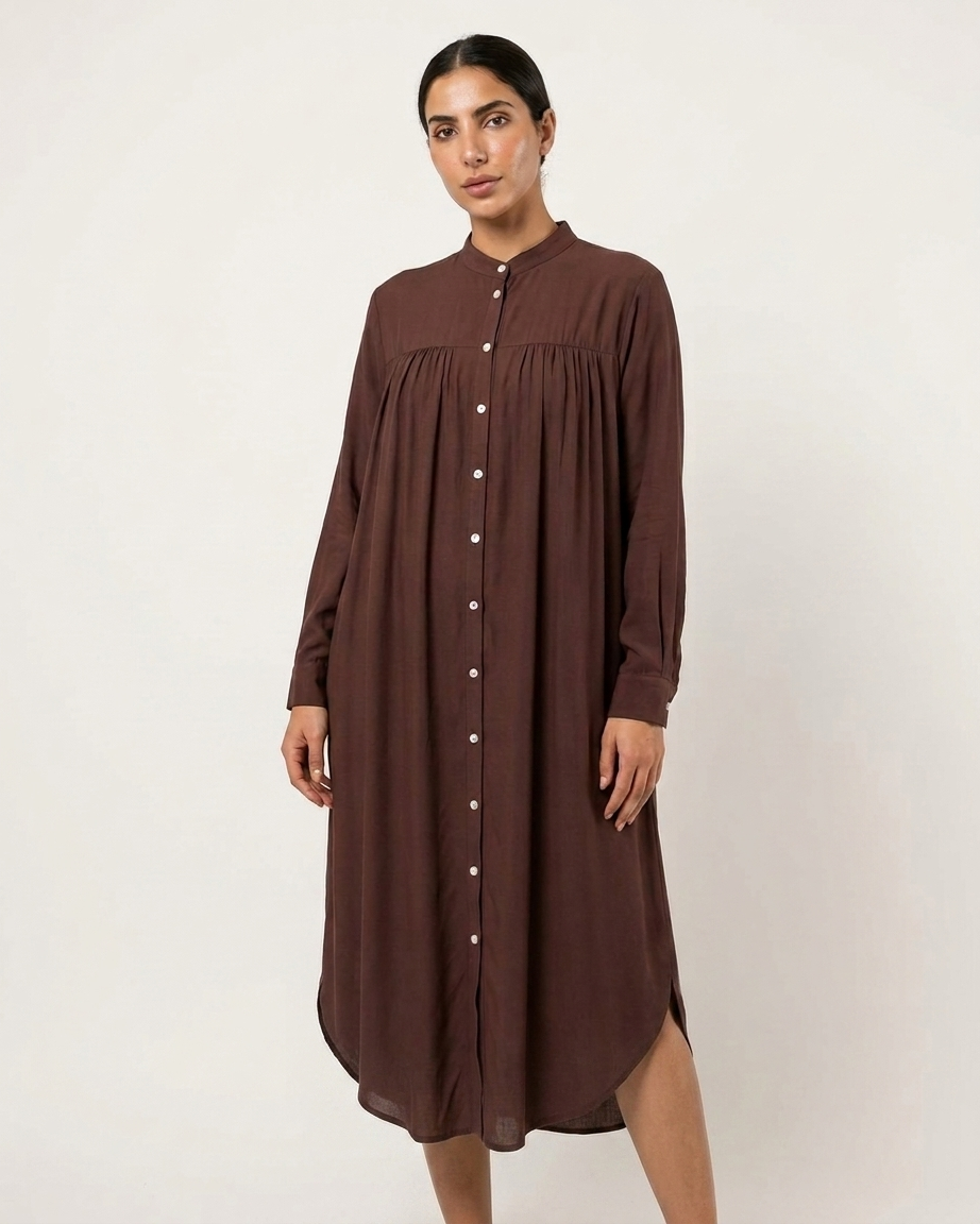 Women's Midi Shirt Dress with Relaxed Fit – Narmar