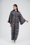 Women’s Embroidery Maxi Shirt Dress/Kaftan with Wide Sleeves & Button Front