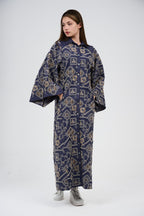 Women’s Embroidery Maxi Shirt Dress/Kaftan with Wide Sleeves & Button Front
