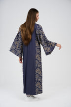 Women’s Embroidery Maxi Shirt Dress/Kaftan with Wide Sleeves & Button Front