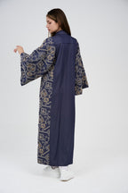 Women’s Embroidery Maxi Shirt Dress/Kaftan with Wide Sleeves & Button Front