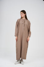 فستان/عباية كتان ماكسي مخطط