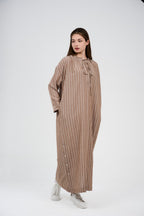 فستان/عباية كتان ماكسي مخطط