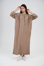 فستان/عباية كتان ماكسي مخطط