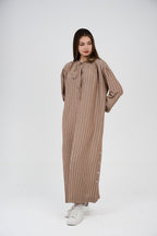 فستان/عباية كتان ماكسي مخطط