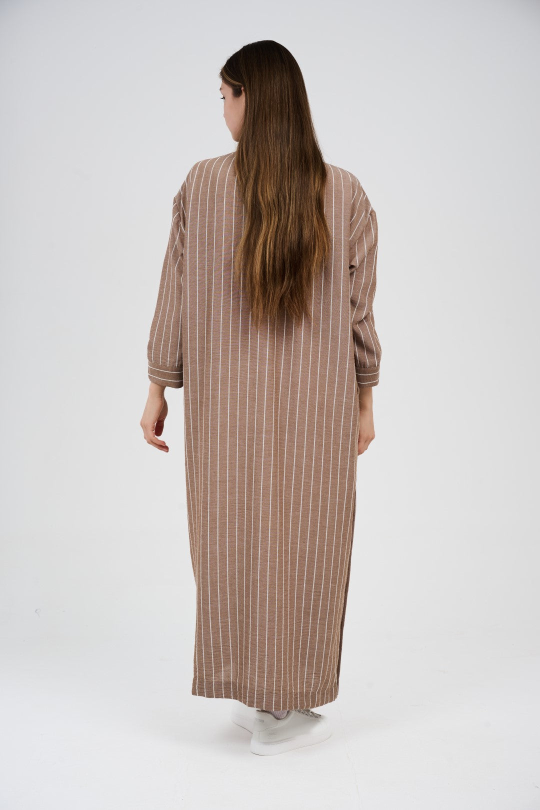 فستان/عباية كتان ماكسي مخطط