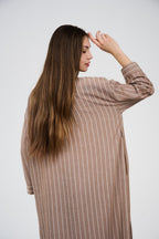 فستان/عباية كتان ماكسي مخطط