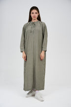 فستان/عباية كتان ماكسي مخطط