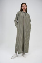 فستان/عباية كتان ماكسي مخطط