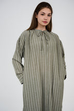 فستان/عباية كتان ماكسي مخطط