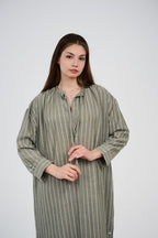 فستان/عباية كتان ماكسي مخطط