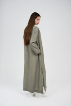 فستان/عباية كتان ماكسي مخطط