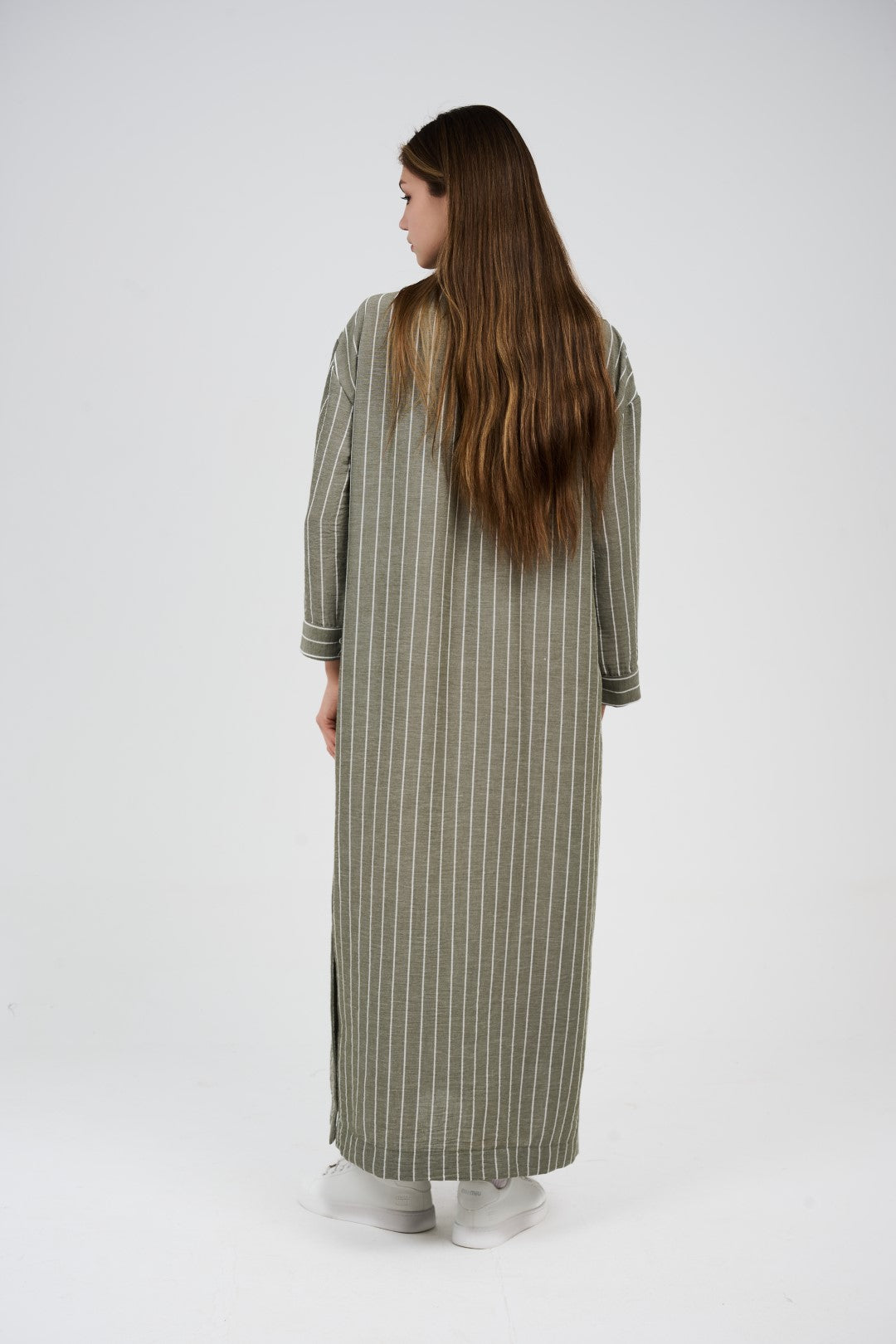 فستان/عباية كتان ماكسي مخطط