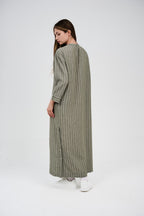 فستان/عباية كتان ماكسي مخطط