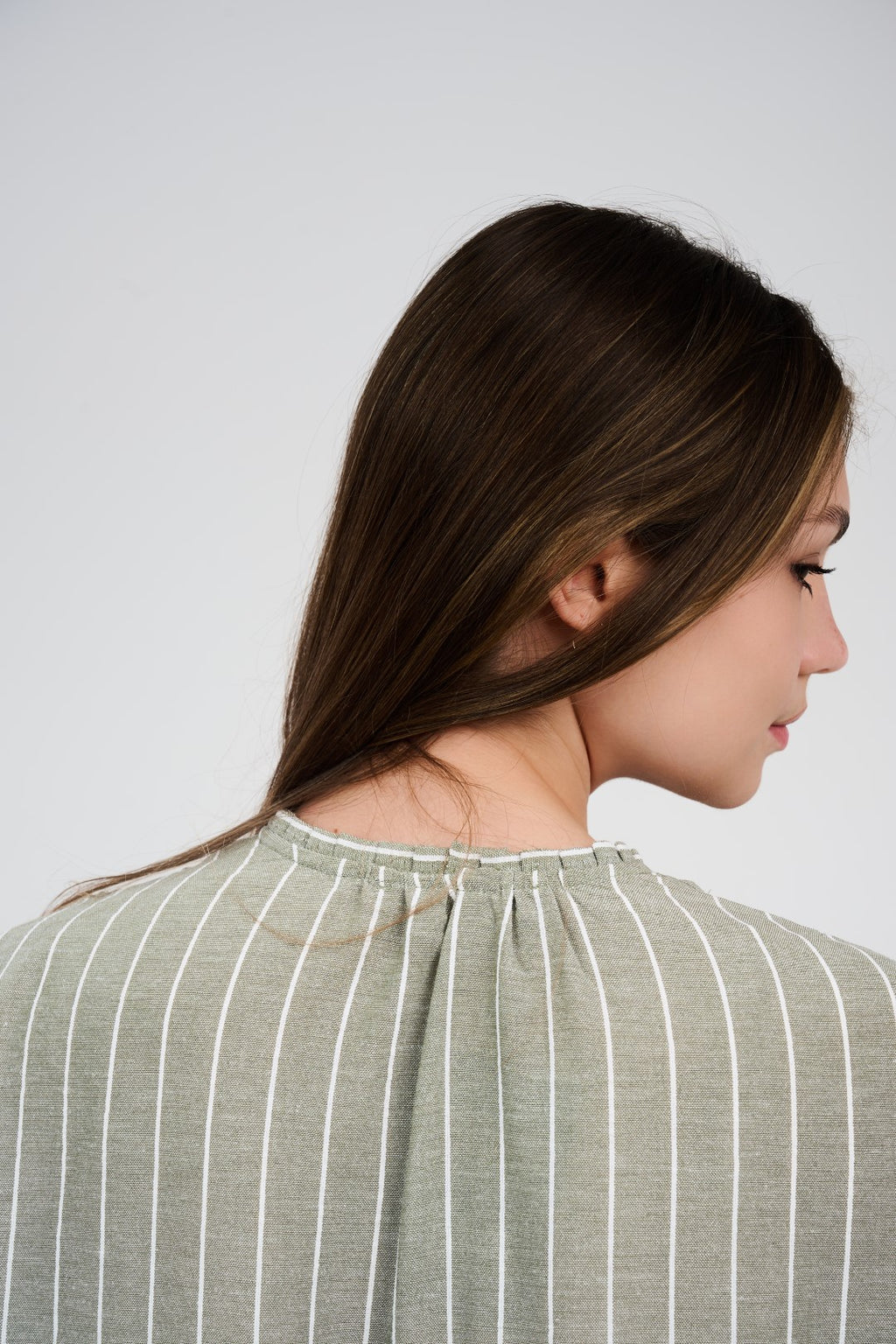 فستان/عباية كتان ماكسي مخطط