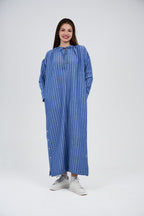 فستان/عباية كتان ماكسي مخطط