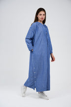 فستان/عباية كتان ماكسي مخطط