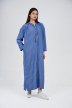 فستان/عباية كتان ماكسي مخطط