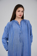 فستان/عباية كتان ماكسي مخطط