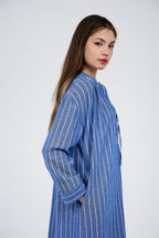 فستان/عباية كتان ماكسي مخطط