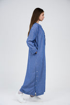 فستان/عباية كتان ماكسي مخطط