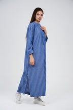 فستان/عباية كتان ماكسي مخطط