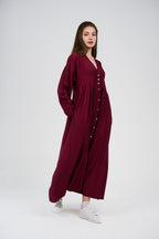 Women’s Button-Front Maxi Dress with V-Neck