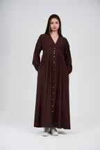 Women’s Button-Front Maxi Dress with V-Neck