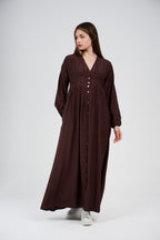 Women’s Button-Front Maxi Dress with V-Neck