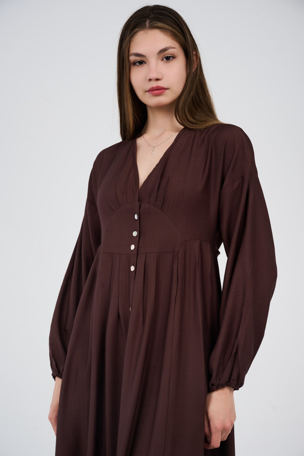 Women’s Button-Front Maxi Dress with V-Neck