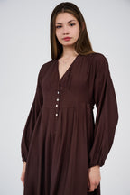 Women’s Button-Front Maxi Dress with V-Neck