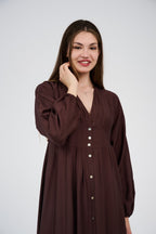 Women’s Button-Front Maxi Dress with V-Neck