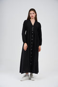 Women’s Button-Front Maxi Dress with V-Neck