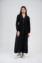 Women’s Button-Front Maxi Dress with V-Neck