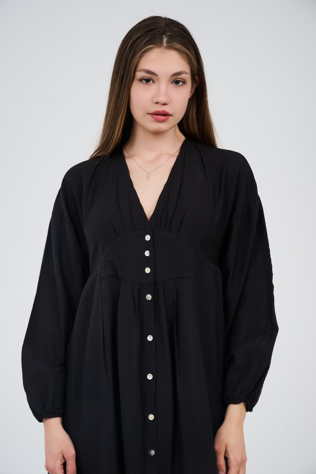Women’s Button-Front Maxi Dress with V-Neck