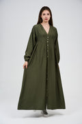 Women’s Button-Front Maxi Dress with V-Neck