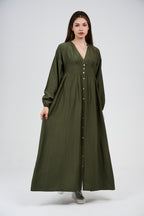 Women’s Button-Front Maxi Dress with V-Neck