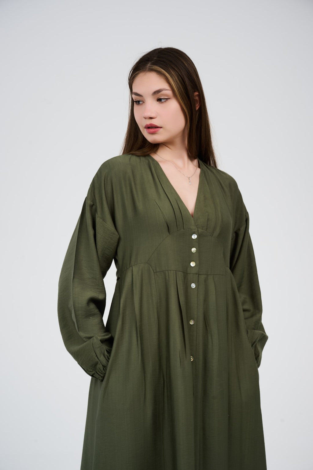 Women’s Button-Front Maxi Dress with V-Neck