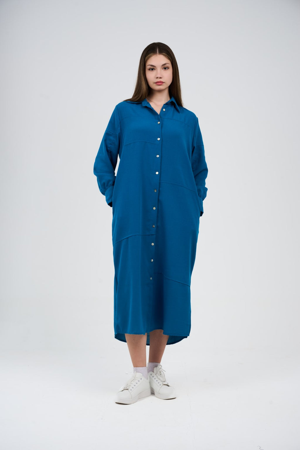 Women’s Long Button-Front Shirt Dress
