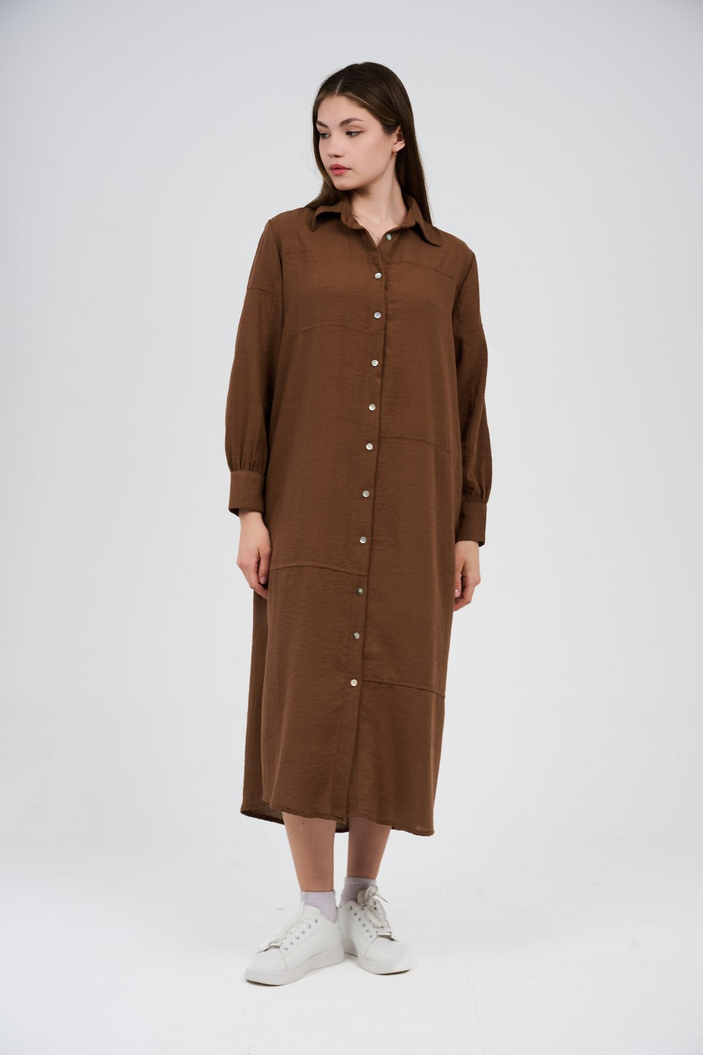 Women’s Long Button-Front Shirt Dress