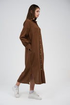 Women’s Long Button-Front Shirt Dress