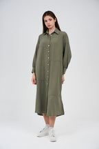 Women’s Long Button-Front Shirt Dress