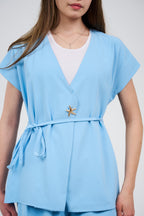 Two-Piece Wrap Top & Wide-Leg Pants Set