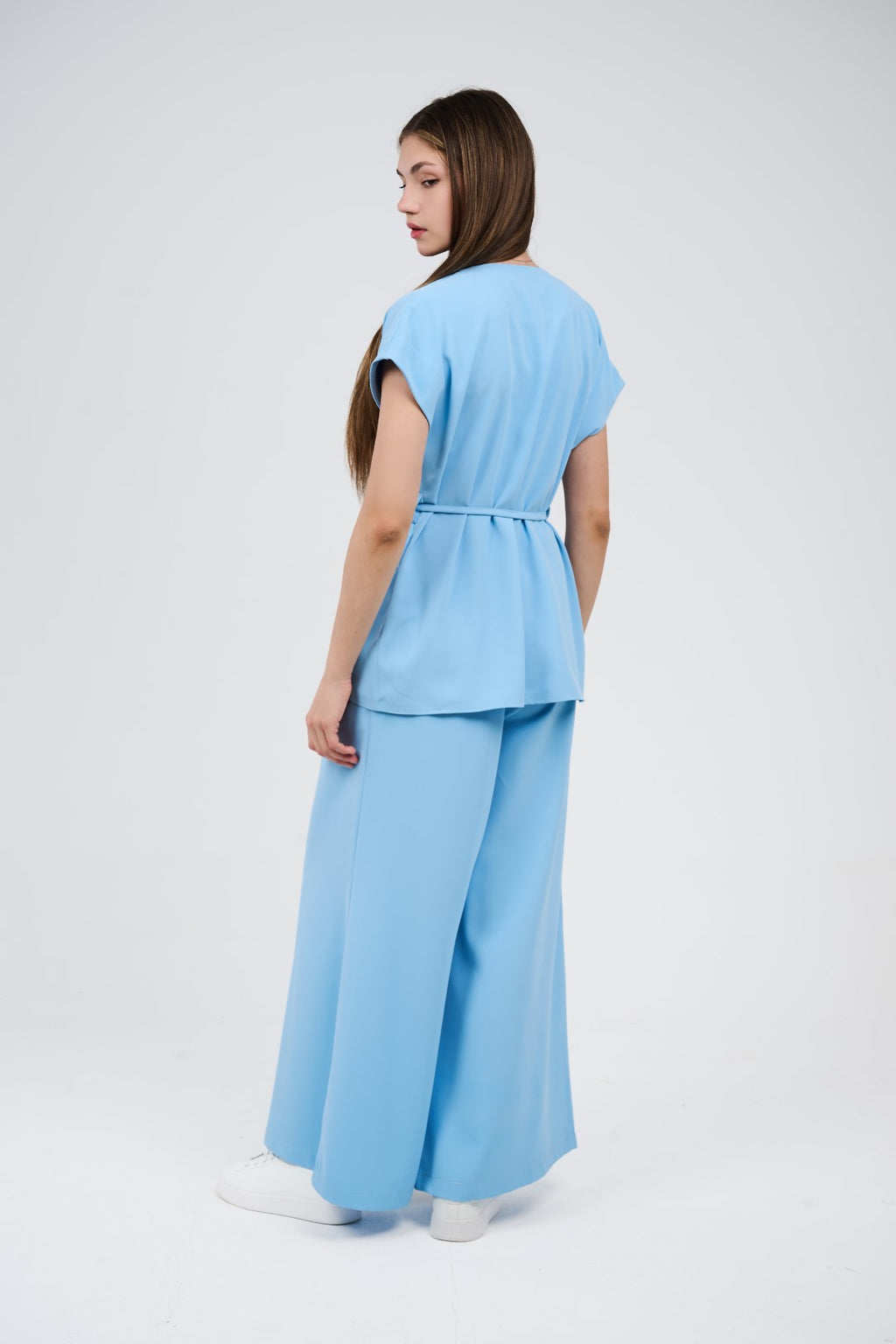 Two-Piece Wrap Top & Wide-Leg Pants Set