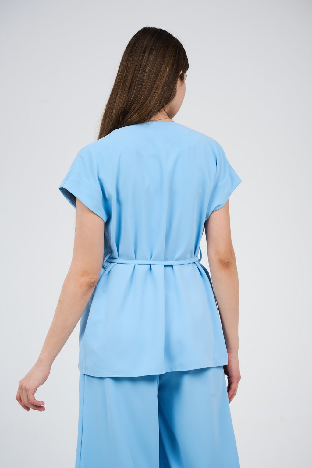 Two-Piece Wrap Top & Wide-Leg Pants Set