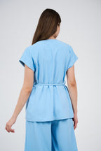 Two-Piece Wrap Top & Wide-Leg Pants Set