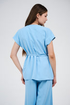Two-Piece Wrap Top & Wide-Leg Pants Set