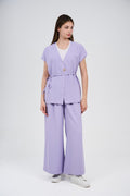 Two-Piece Wrap Top & Wide-Leg Pants Set
