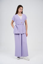 Two-Piece Wrap Top & Wide-Leg Pants Set
