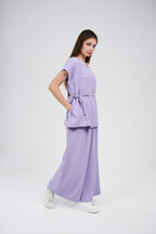 Two-Piece Wrap Top & Wide-Leg Pants Set